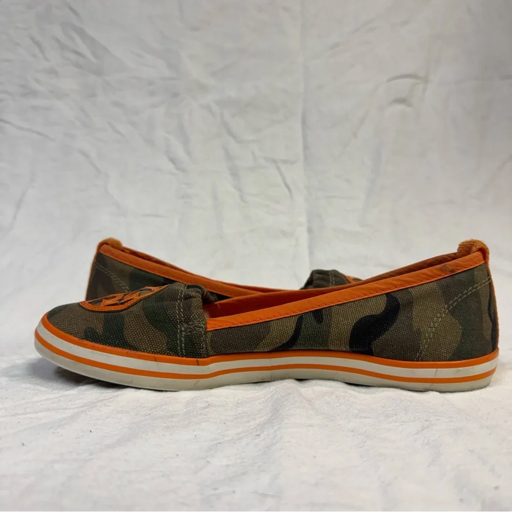 Tory Burch Reva Camouflage and Orange Loafers - Picture 5 of 14